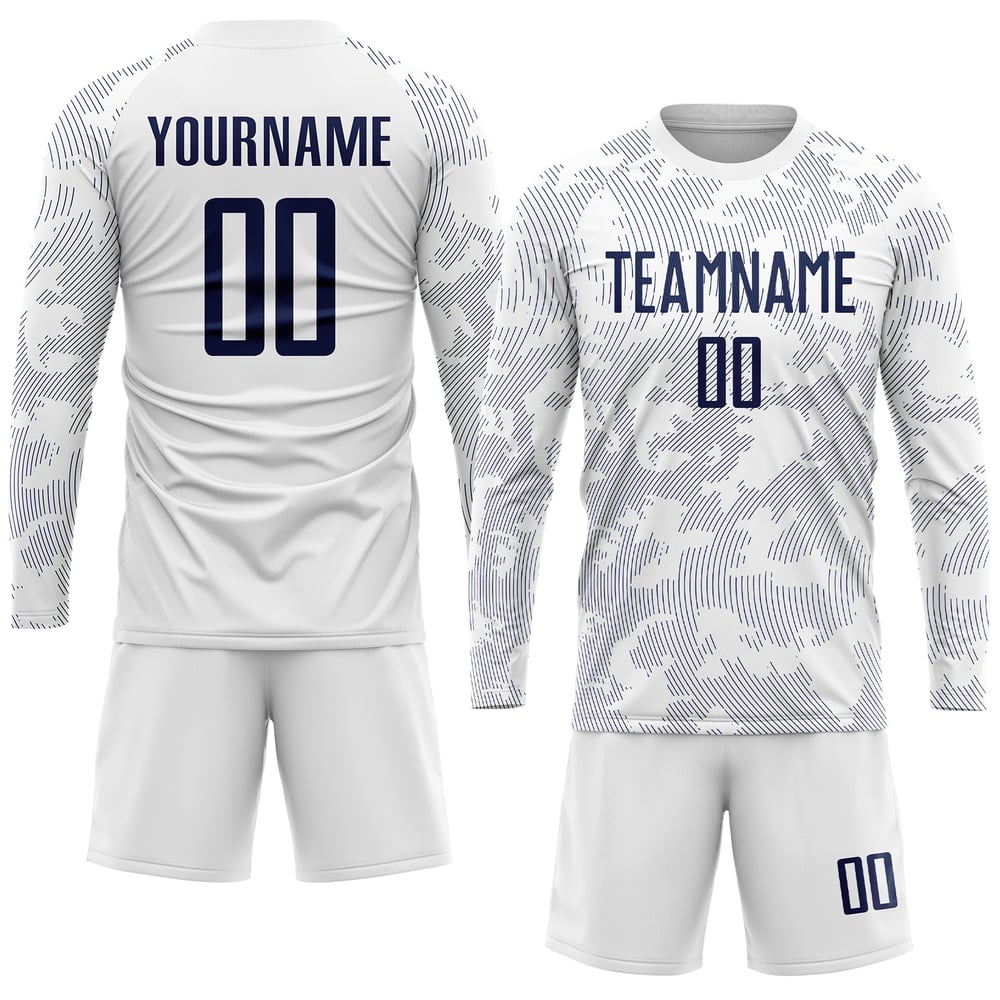 Sublimation Uniform Navy Soccer Jersey White Custom