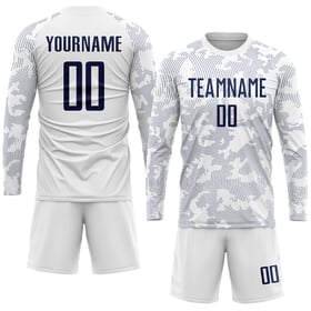 Sublimation Uniform Navy Soccer Jersey White Custom