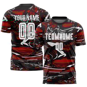 Sublimation Custom Jersey Soccer White-Red Figure Uniform