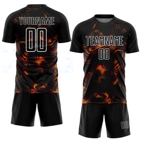 Orange-Weiß Sublimation Abstrakt Fußball Custom Schwarz Jersey Liquid Uniform