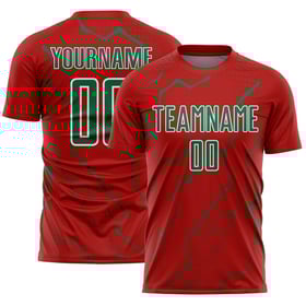 Maglia da calcio personalizzata con stampa a sublimazione rossa, verde-bianca, Kelly Lightning