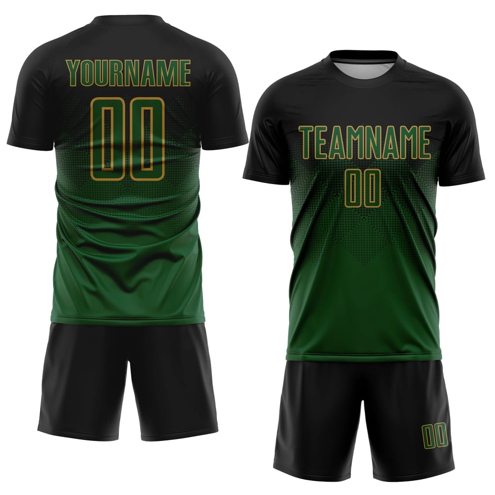 Soccer Sublimation Uniform Jersey Black Gold Green-Old Custom