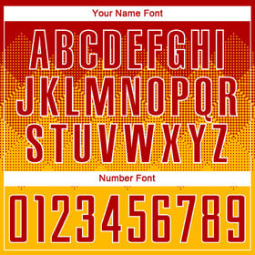 Custom Red-White Uniform Gold Jersey Soccer Sublimation