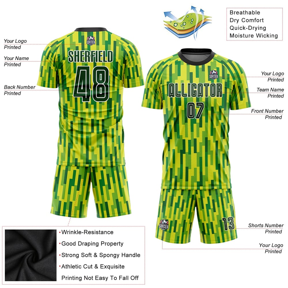Custom Neon Uniform Jersey Green Sublimation Soccer Green-Gold