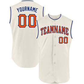 Baseball Cream Orange-Royal Authentic Sleeveless Jersey Custom