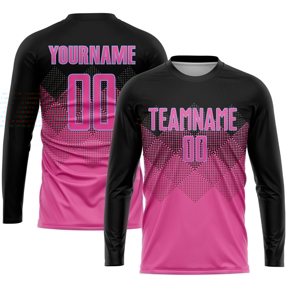 Black-LIght Sublimation Custom Jersey Soccer Uniform Pink Shape Blue Gradient Square