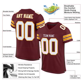 Mesh Football Jersey Authentic Custom White-Gold Burgundy