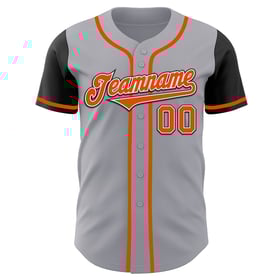 Camiseta de béisbol de dos piezas naranja y negra, tono gris, personalizada y auténtica