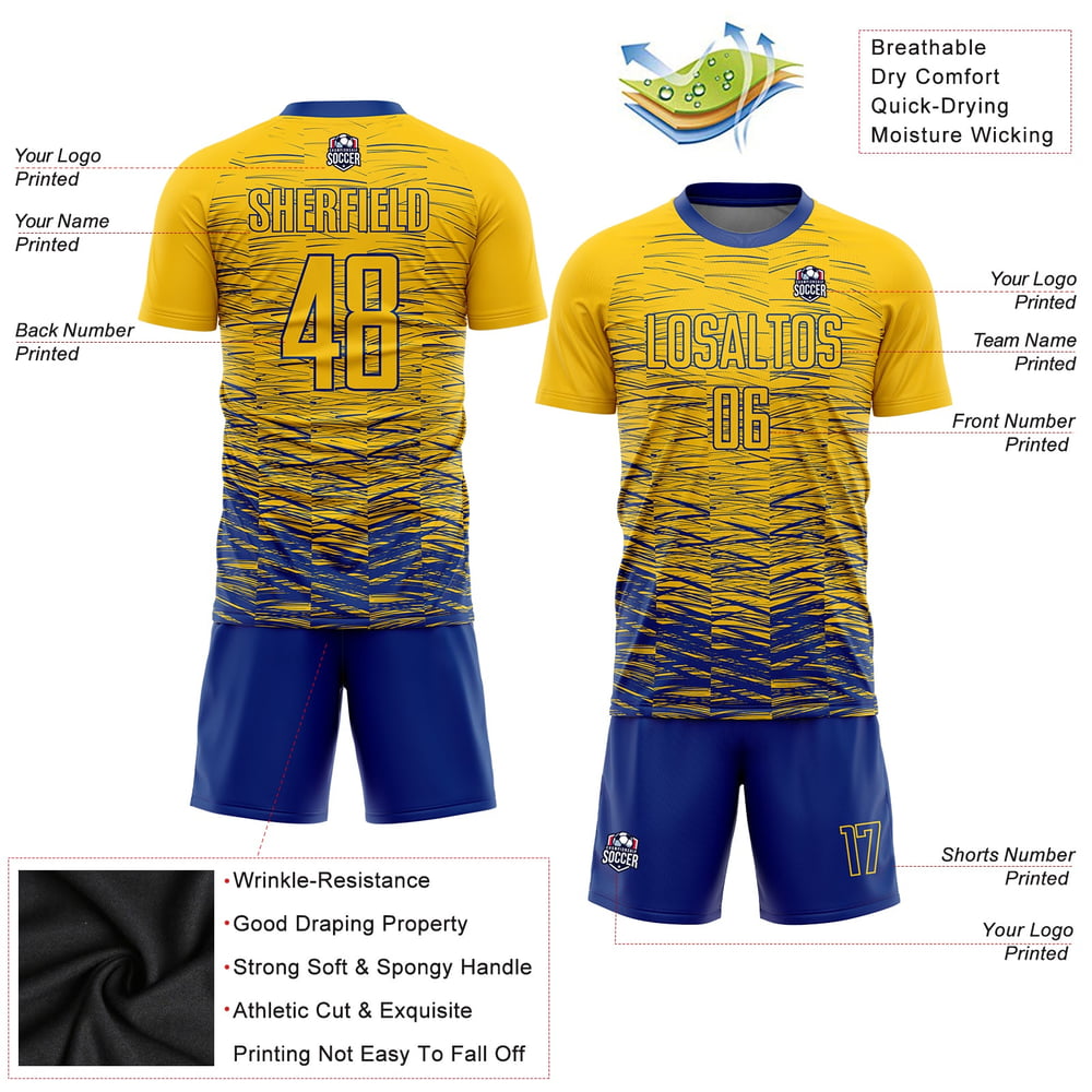 Royal Yellow Uniform Jersey Soccer Sublimation Custom