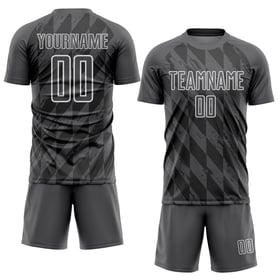 Maillot de football personnalisé à sublimation géométrique gris acier et blanc