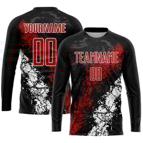 Sublimation Custom Black Red-White Jersey Uniform Soccer