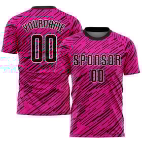 Custom Soccer Jersey Pink Uniform Sublimation Black-White