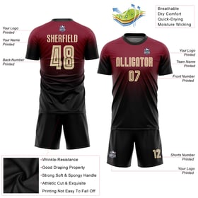 Sublimation Custom Fade Uniform Jersey Crimson Soccer Fashion Cream-Black