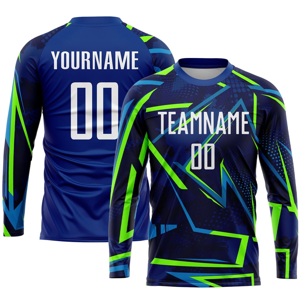 Soccer Sublimation White-Neon Custom Green Uniform Jersey Royal