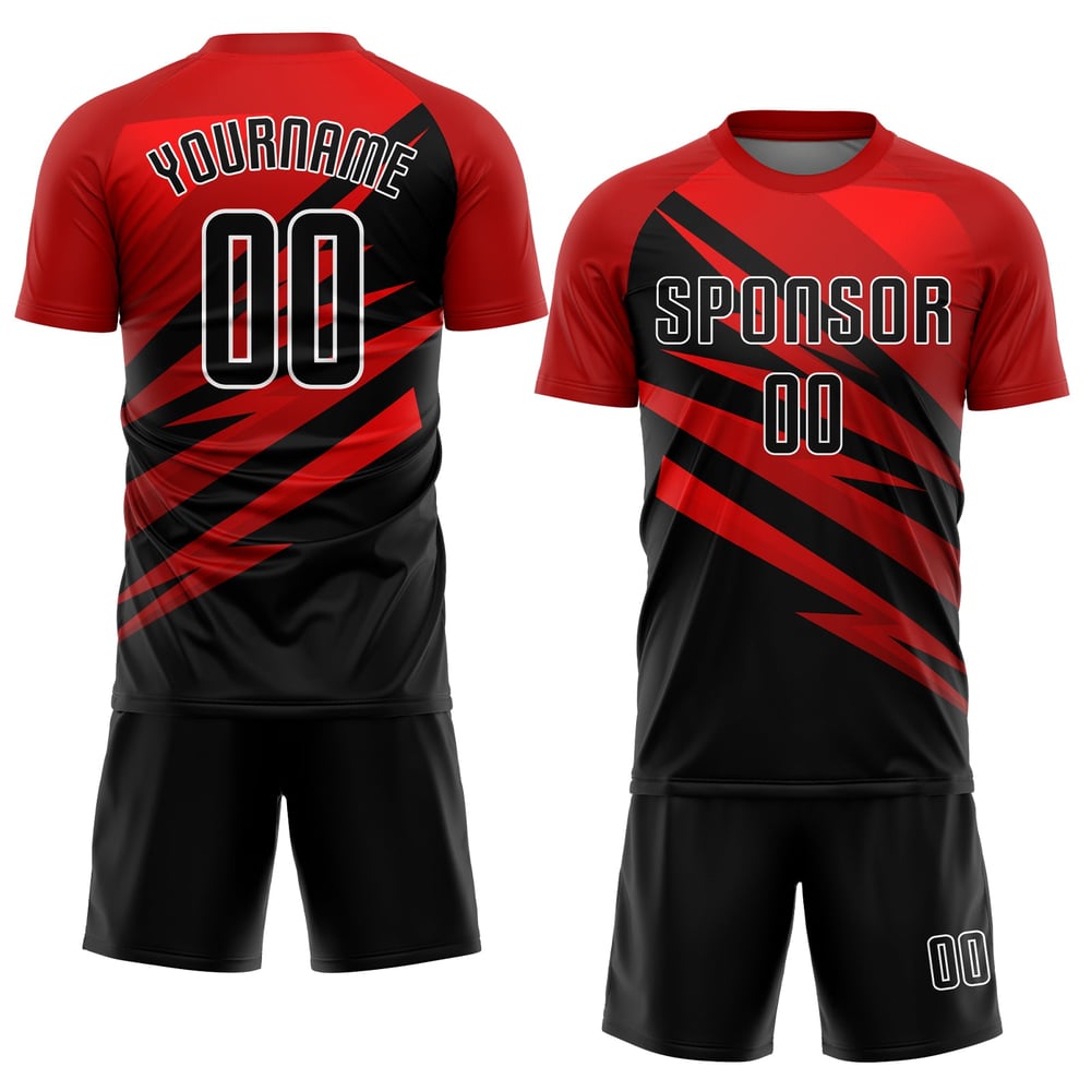 Soccer Red Uniform Black-White Sublimation Jersey Custom