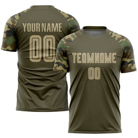 Soccer Service Vegas Sublimation To Uniform Jersey Custom Olive Gold-Camo Salute