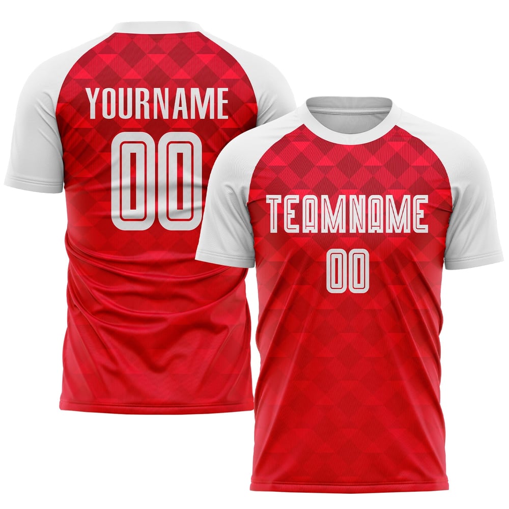 Soccer White Away Uniform Sublimation Red Custom Jersey