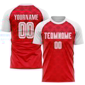 Soccer White Away Uniform Sublimation Red Custom Jersey