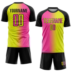 Gelbes Trikot Fußball Gradient Sublimation Mode Uniform Pink-Schwarz Custom Neon