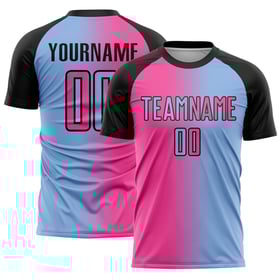 Leichte benutzerdefinierte rosa-schwarz blau Sublimation Uniform Fußball Mode Jersey Gradienten