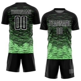 Camiseta de fútbol Pea personalizada negra, verde y blanca, línea de sublimación, uniforme