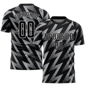 Fußball Sublimation Jersey Grau Schwarz-Weiß Uniform Custom