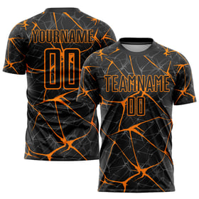 Fotbollsanpassad Bay Black Uniform Jersey Sublimering Orange