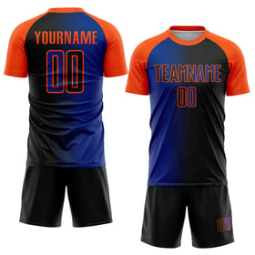 Jersey Royal-Orange Custom Sublimation Schwarz Mode Gradienten Uniform Fußball