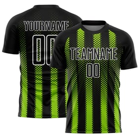 Geometrische Uniform Trikotform Schwarz Sublimation Fußball Custom Neon Grün-Weiß