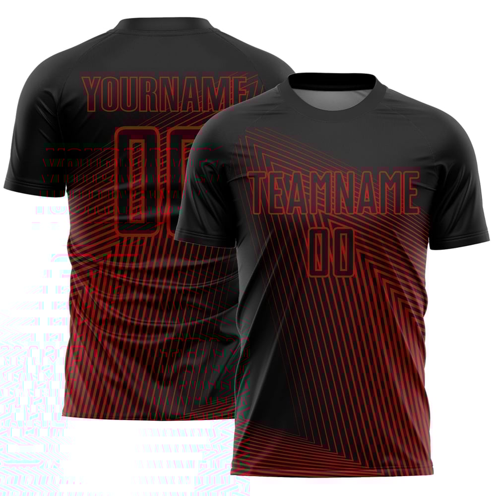 Uniforme de fútbol personalizado, sublimación, camiseta roja y negra