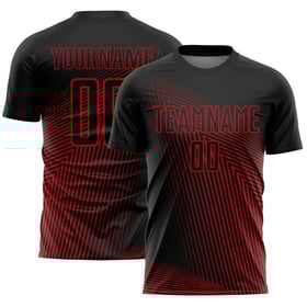 Uniforme de fútbol personalizado, sublimación, camiseta roja y negra