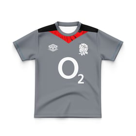 Kid's England Rugby 2024/25 Third Authentic Gym Training Shirt - Grey
