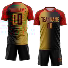 Fußballmode Uniform Trikot Schwarz Alt Farbverlauf Custom Sublimation Gold-Rot
