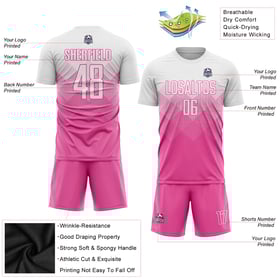 Sublimation White Pink Uniform Custom Jersey Soccer