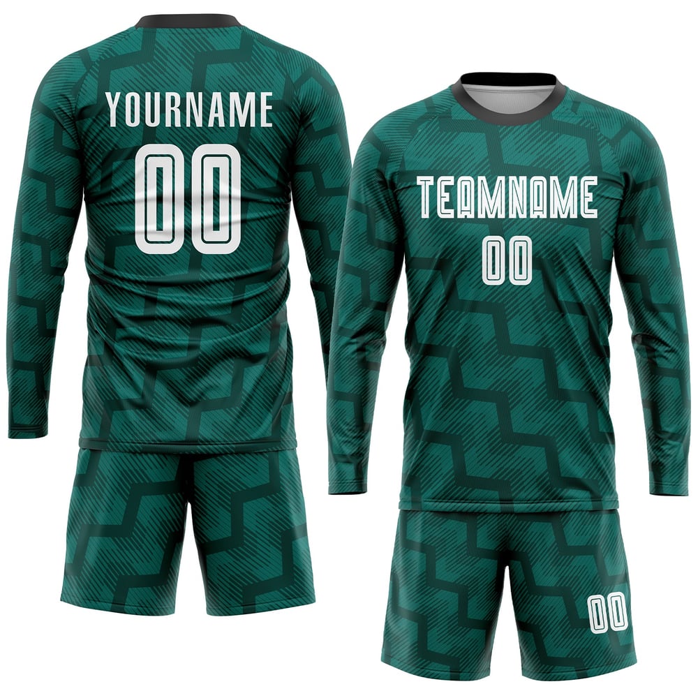 White-Black Jersey Uniform Custom Soccer Green Sublimation