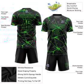 Uniform Soccer Black Neon Jersey Custom Green Sublimation