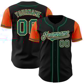 Camiseta de béisbol Two Kelly personalizada en tono verde-naranja y negro auténtica