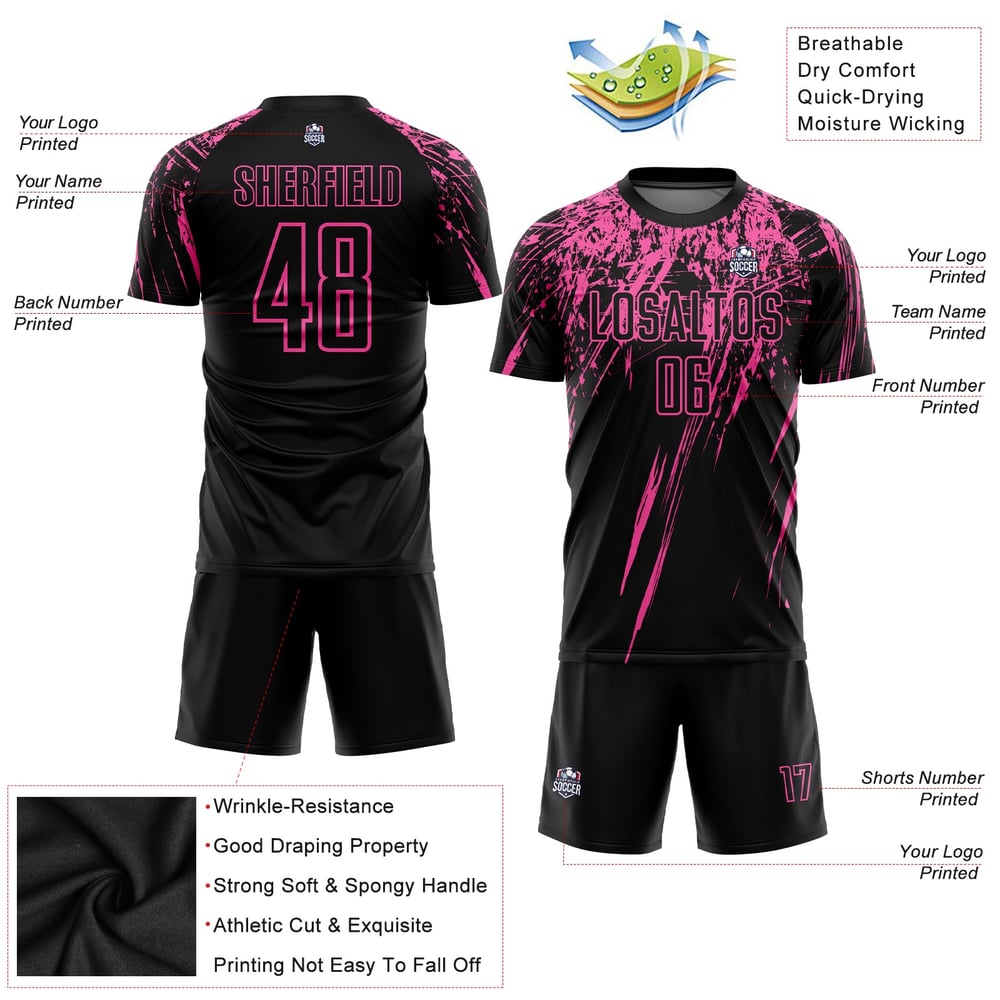 Custom Jersey Uniform Soccer Sublimation Black Pink