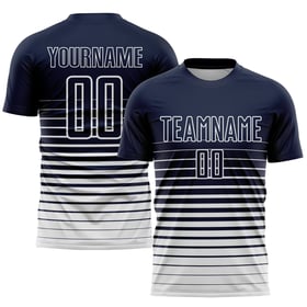 Soccer Pinstripe White Fashion Custom Sublimation Navy Jersey Uniform Fade