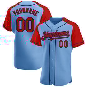 Red-Navy Light Sleeves Baseball Jersey Blue Authentic Raglan Custom