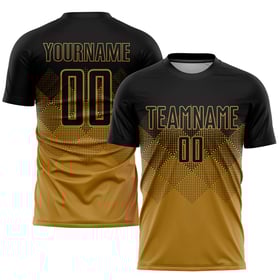 Uniform Old Soccer Sublimation Gold Custom Black Jersey