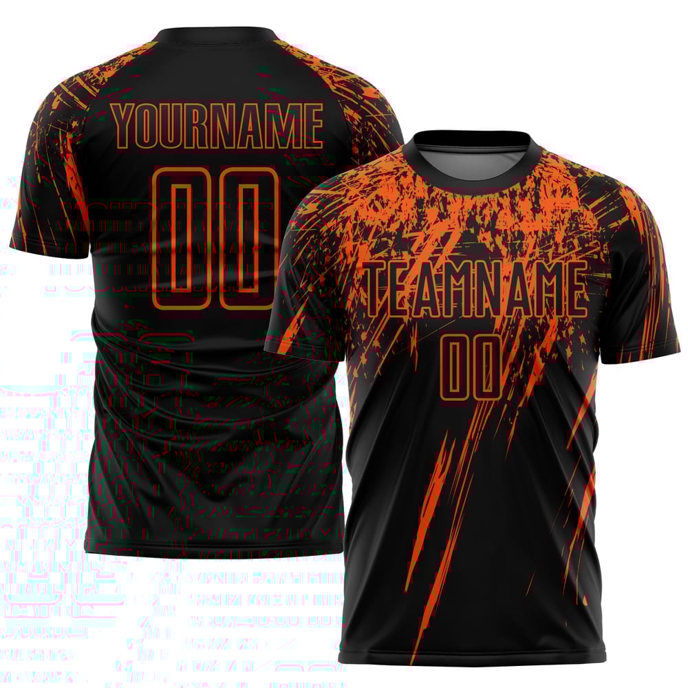 Jersey Black Sublimation Uniform Soccer Orange Custom