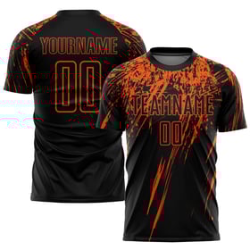 Jersey Black Sublimation Uniform Soccer Orange Custom