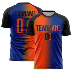 Jersey Fußball Royal Sublimation Orange-Schwarz Mode Gradienten Custom Uniform