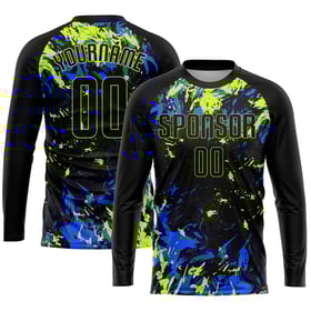 Black Jersey Green-Royal Soccer Neon Uniform Sublimation Custom Black