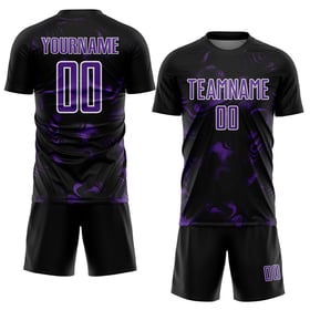 Schwarz Custom Uniform Sublimation Abstrakt Lila-Weiß Jersey Fußball Flüssigkeit