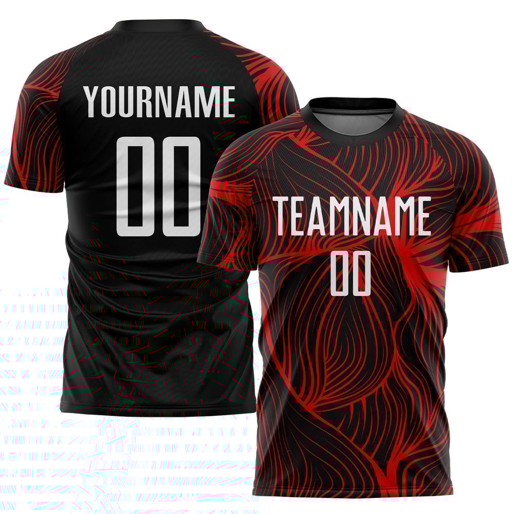 Uniform White-Red Black Jersey Sublimation Custom Soccer
