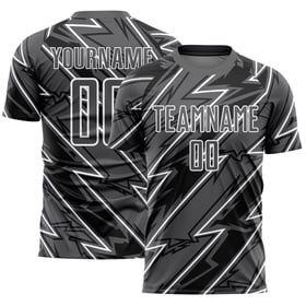 Maillot de football personnalisé à sublimation gris acier et blanc Lightning