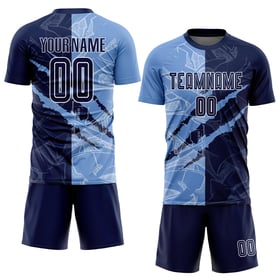 Jersey Graffiti Soccer Sublimation Pattern Navy-Light Uniform Blue Scratch Custom