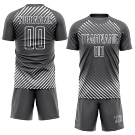 Maillot de football personnalisé à sublimation, lignes diagonales grises et blanches